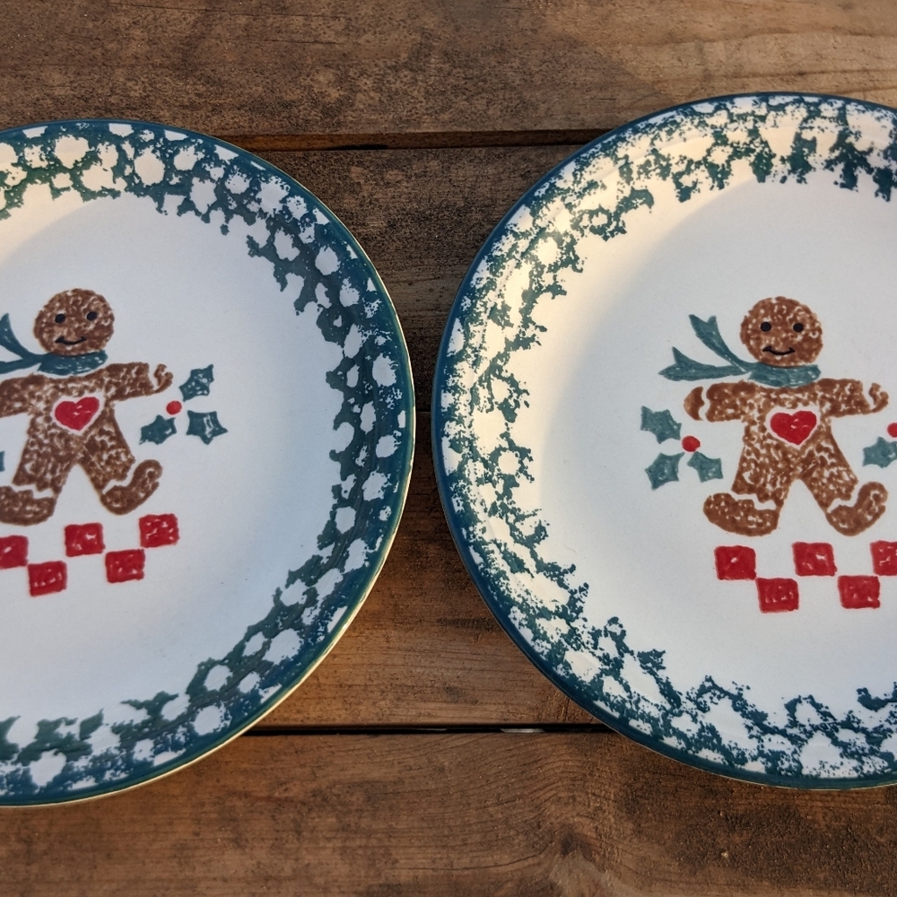 Folk Craft Ginger Bread spongewear dessert salad plates Qty: 2,  7.75"